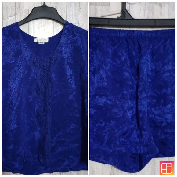 Vintage Val Mode Satin Lingerie Set Top Shorts Floral Purple 90's Y2K NWT Medium - Picture 1 of 10